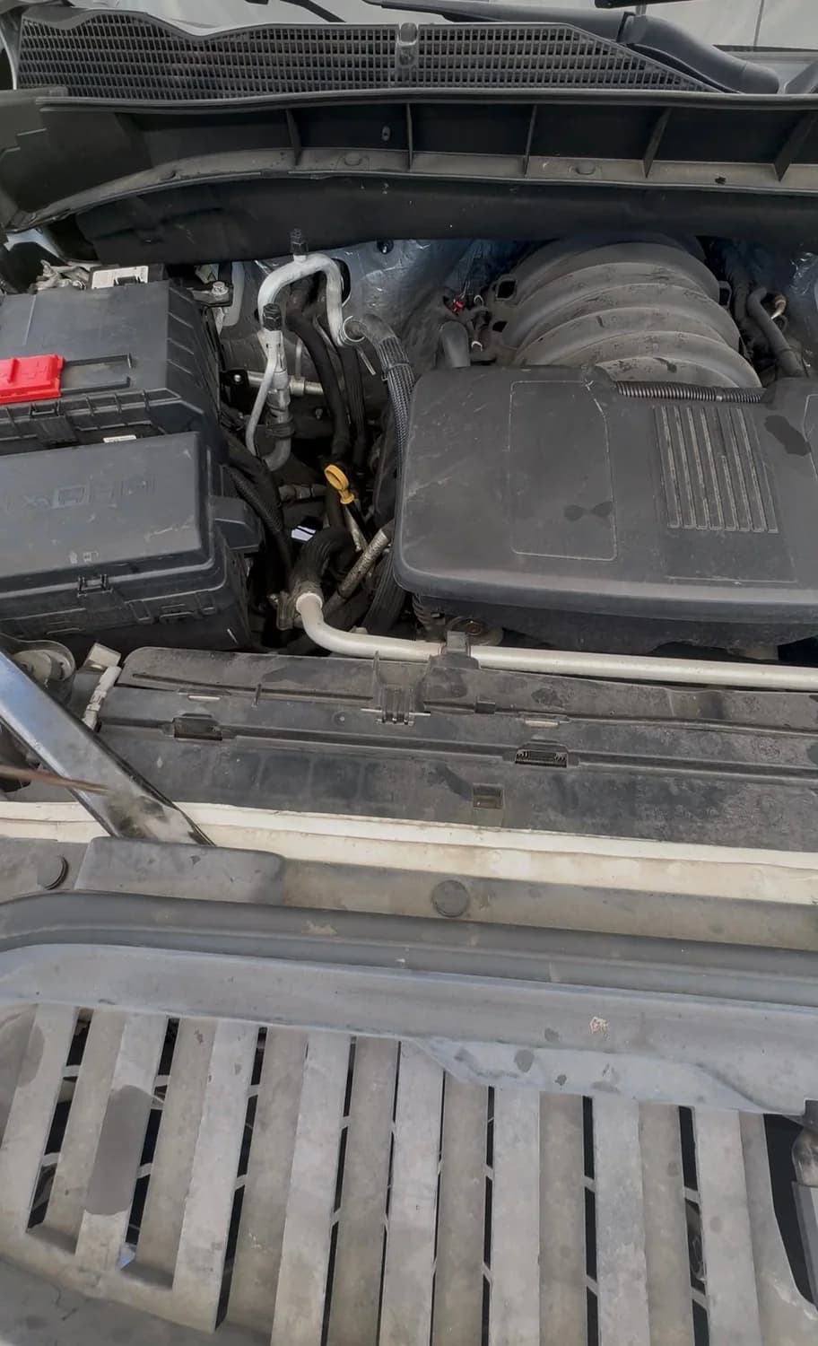 Dusty GM engine bay before Rod Shine detailing