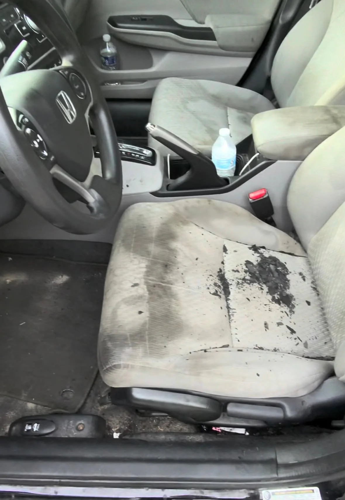 Vehicle interior before deep detailing