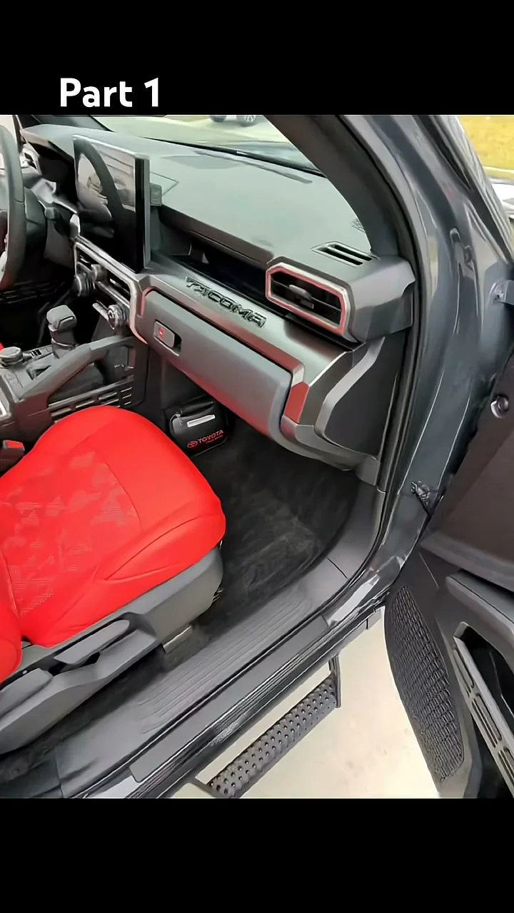 Finished red and black Tacoma interior